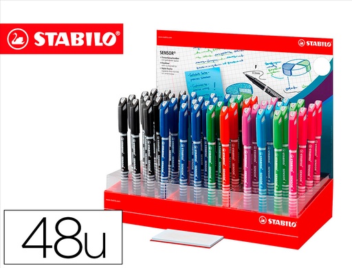 [9152076] STABILO - Rotulador sensor punta de fibra 0,3 mm expositor de 48 unidades colores surtidos (Ref. 189/48-1)