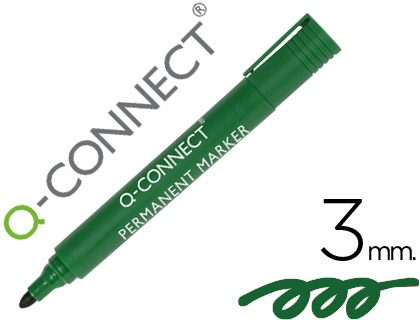[2078928] Q-CONNECT - ROTULADOR MARCADOR PERMANENTE VERDE PUNTA REDONDA 3.0 MM (Ref.KF01773)