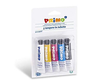 [2155750] PRIMO - Tempera en tubo aluminio de 12 ml blister de 5 colores surtidos (Ref. 442T5BL)