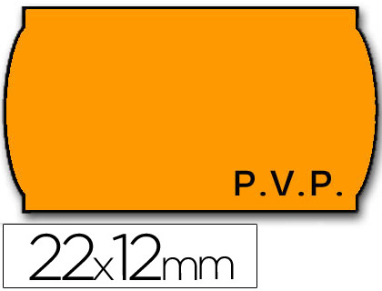 [2012356] METO - ETIQUETAS ONDULADAS 22 X 12 MM PVP FN. ADH 2 -FLUOR NARANJA -ROLLO 1500 ETIQUETAS (Ref.9156371)