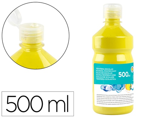 [2059194] LIDERPAPEL - TEMPERA LIQUIDA ESCOLAR 500 ML AMARILLO LIMON (Ref.TP03)