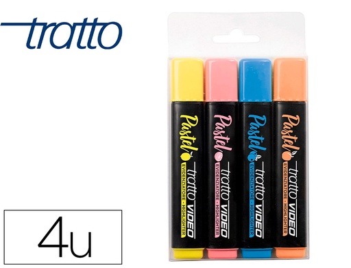 [2162502] TRATTO - Rotulador video fluorescente pastel blister de4 unidades colores surtidos (Ref. F835800)