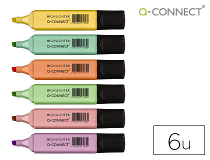 [2152533] Q-CONNECT - ROTULADOR FLUORESCENTE PASTEL PUNTA BISELADA ESTUCHE DE 6 UNIDADES COLORES SURTIDOS (Ref.KF17963)