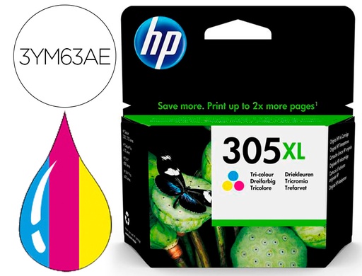 [9160143] HP ( HEWLETT PACKARD ) - Ink-jet 305xl deskjet 1210 / 1212 / 1255 / 2732 / 2752 / 4155 / 4158 envy 6020 / 6052 /6055 / 6420 tricolor 200 (Ref. 3YM63AE)