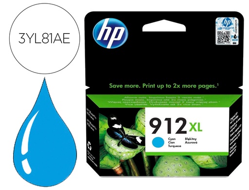 [9159520] HP ( HEWLETT PACKARD ) - Ink-jet 912 xl officejet 8010 / 8020 / 8035 cian 825 pag (Ref. 3YL81AE)