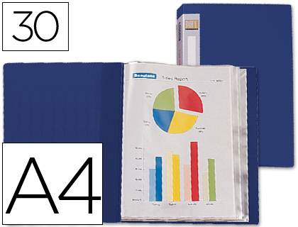 [2019668] LIDERPAPEL - CARPETA ESCAPARATE 37022 30 FUNDAS POLIPROPILENO DIN A4 AZUL LOMO PERSONALIZABLE (Ref.CJ40)