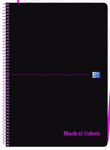 [2064866] OXFORD - CUADERNO ESPIRAL EBOOK 1 TAPA PLASTICO DIN A4+ 80 H HORIZONTAL BLACK'N COLORS ROSA (Ref.400088540)