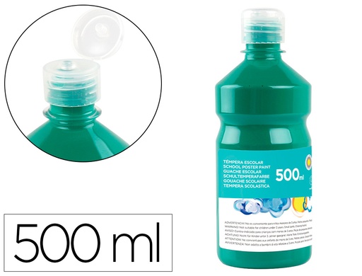 [2059208] LIDERPAPEL - TEMPERA LIQUIDA ESCOLAR 500 ML VERDE OSCURO (Ref.TP17)
