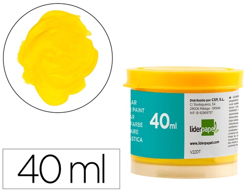 [2062926] LIDERPAPEL - TEMPERA ESCOLAR 40 ML AMARILLO (Ref.TP56)