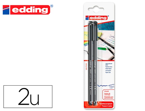 [9161358] EDDING - Rotulador punta fibra 1200 negro n.1 punta redonda 0.5 mm blister de 2 unidades (Ref. E-1200/2-01)
