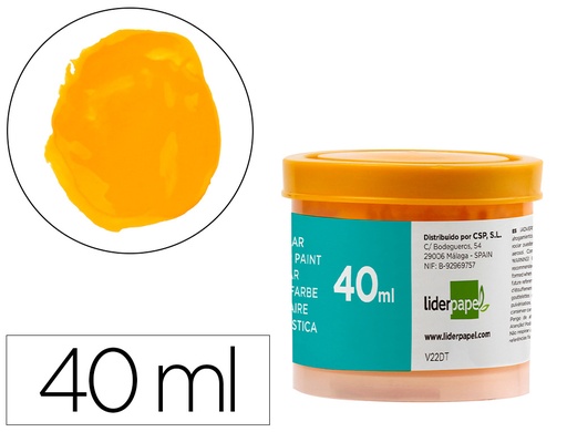 [2062928] LIDERPAPEL - TEMPERA ESCOLAR 40 ML AMARILLO ORO (Ref.TP58)