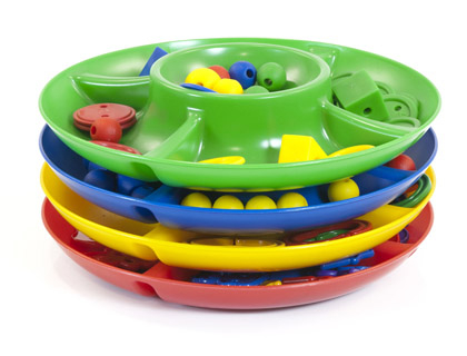 [2068461] MINILAND - Juego bandeja clasificacion 5 compartimentos 26 cm diametro set de 4 bandejas (Ref. 27375)