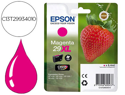 [9079467] EPSON - Cartuchos Inyección Tinta ORIGINALES 29XL MAGENTA 450pág. (Ref.C13T29934012)