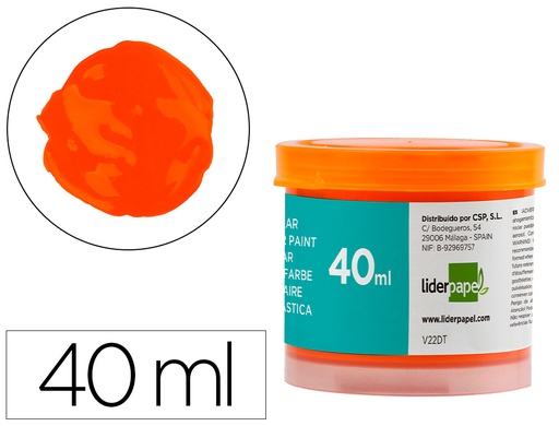 [2062934] LIDERPAPEL - TEMPERA ESCOLAR 40 ML NARANJA (Ref.TP64)