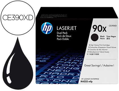 [2155502] HP ( HEWLETT PACKARD ) - Toner Laser ORIGINALES 90X Negro Pack 2 (Ref.CE390XD)