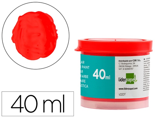 [2062936] LIDERPAPEL - TEMPERA ESCOLAR 40 ML ROJO (Ref.TP66)