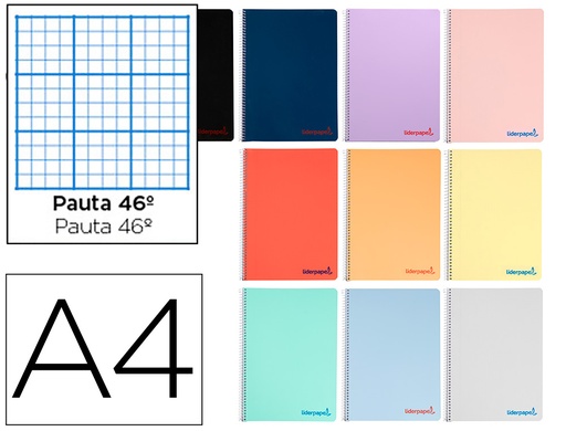 [2008935] LIDERPAPEL - CUADERNO ESPIRAL FOLIO IMAGINE TAPA PLASTICO 80H 60 GR RAYADO Nº 46 COLORES SURTIDOS (Ref.BF84)