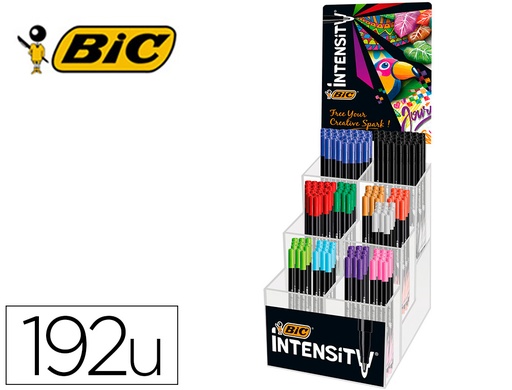 [2162921] BIC - Rotulador intensity fine punta de fibra 0,4 mm expositor 192 unidades colores surtidos 160x130x345 mm (Ref. 950479)