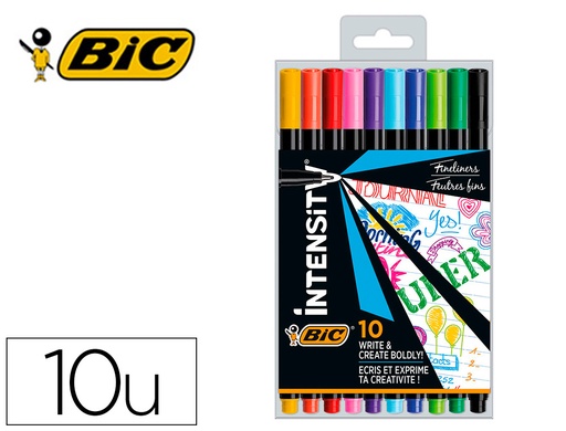 [2162922] BIC - Rotulador intensity fine punta de fibra 0,4 mm blister de 10 unidades colores surtidos (Ref. CEL1011727)