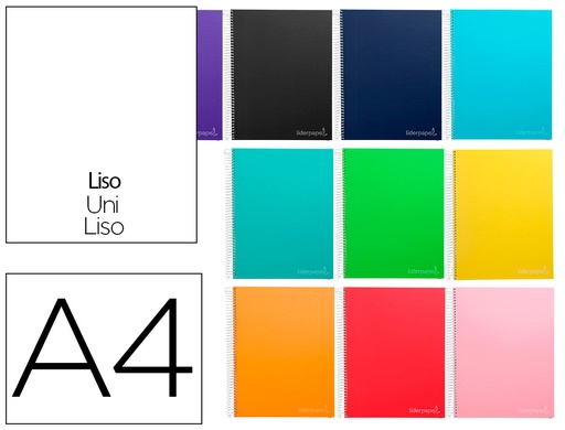 [2009757] LIDERPAPEL - CUADERNO ESPIRAL A4 MICRO CLASSIC TAPA FORRADA 160H 60 GR LISO 5 BANDAS 4 TALADROS VERDE (Ref.BA32)