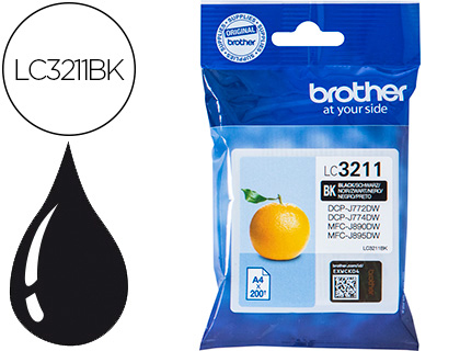 [9154540] BROTHER - Ink-jet lc3211bk dcp-j572 / dcp-j772 / dcp-j774 / mfc-j890 / mfc-j895 negro 200 pag (Ref. LC3211BK)