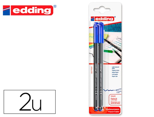 [2161360] EDDING - Rotulador punta fibra 1200 azul n.3 punta redonda 0.5 mm blister de 2 unidades (Ref. E-1200/2-03)