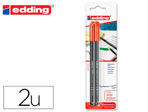 [2161359] EDDING - Rotulador punta fibra 1200 rojo n.2 punta redonda 0.5 mm blister de 2 unidades (Ref. E-1200/2-02)