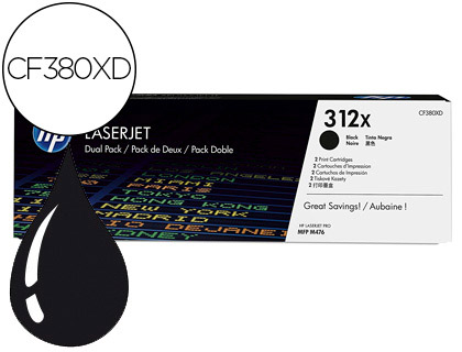 [9068228] HP ( HEWLETT PACKARD ) - Laserjet High Yiled Toner negro 312X pack-2 (Ref.CF380XD)