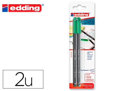 [2161361] EDDING - Rotulador punta fibra 1200 verde n.4 punta redonda 0.5 mm blister de 2 unidades (Ref. E-1200/2-04)