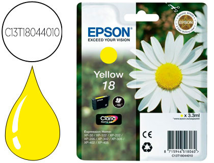 [9057666] EPSON - Cartuchos Inyección De Tinta 18 Amarillo (Ref.C13T18044010)