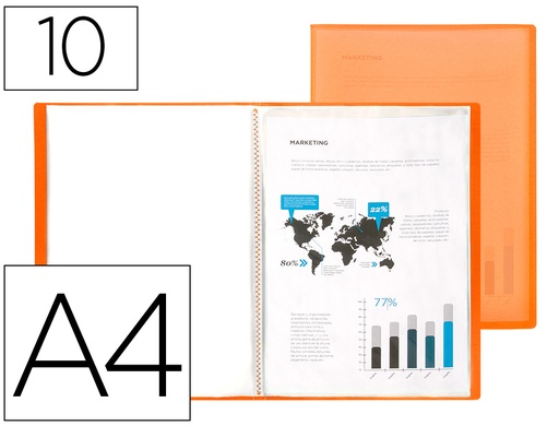 [2052107] LIDERPAPEL - CARPETA ESCAPARATE 47481 10 FUNDAS POLIPROPILENO TRASLUCIDA DIN A4 NARANJA FROSTY (Ref.CJ15)