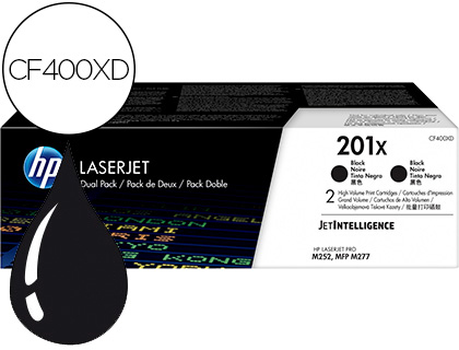 [9155492] HP ( HEWLETT PACKARD ) - Toner laserjet 201x m252 mfp m277 negro pack de 2 unidades 2800 paginas (Ref. CF400XD)