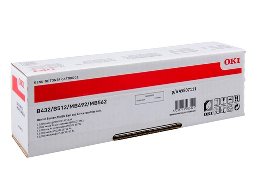 [1942504] OKI - Tóner láser negro 12K MB492 B432/512/MB492/562 (Ref.45807111)