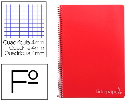 [2009797] LIDERPAPEL - CUADERNO ESPIRAL FOLIO INSPIRE TAPA DURA 80H 60 GR CUADRO 4MM CON MARGEN ROJO (Ref.BF34)