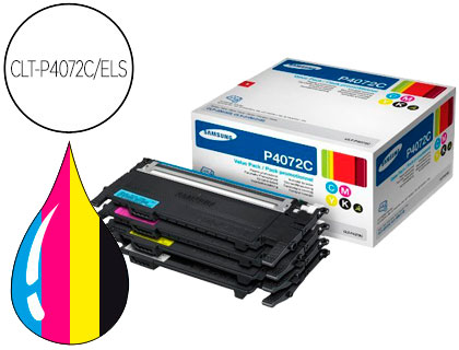 [9057692] SAMSUNG - Toner Laser ORIGINALES CLT-P4072C Negro/Amarillo/Cyan/Magenta pack 4 (Ref.SU382A)