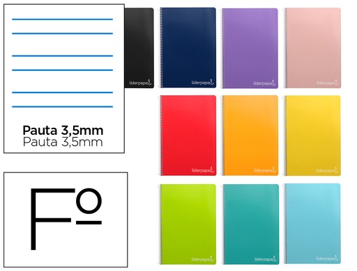 [2009920] LIDERPAPEL - CUADERNO ESPIRAL FOLIO INSPIRE TAPA DURA 80H 60 GR RAYADO MONTESSORI CON MARGENCOLORES SURTIDOS (Ref.BF65)