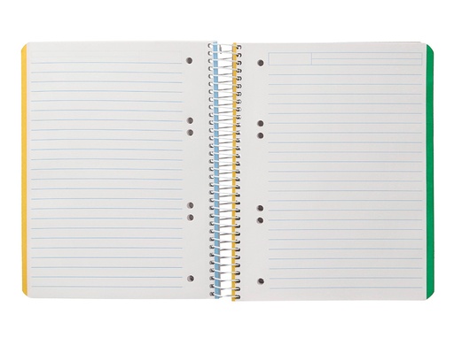 [2009770] LIDERPAPEL - CUADERNO ESPIRAL A5 MICRO TAPA DURA 140H 75gr HORIZONTAL 5mm - 5 BANDAS 6 TALADROS COLORES SURTIDOS (Ref.BJ07)