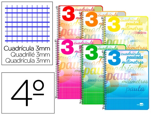 [2073927] LIDERPAPEL - CUADERNO ESPIRAL CUARTO PAUTAGUIA TAPA DURA 80H 80 GR CUADRO PAUTADO 3 MM CON MARGEN (Ref.BC67)