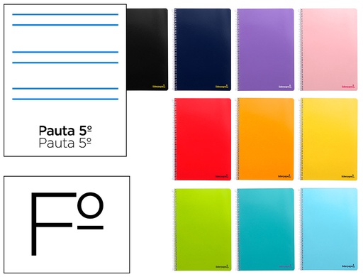 [2008263] LIDERPAPEL - CUADERNO ESPIRAL FOLIO WRITE TAPA BLANDA 80H 60 GR RAYADO MONTESSORI 5MM CON MARGEN COLORES SURTIDOS (Ref.BC78)
