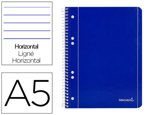 [2029114] LIDERPAPEL - CUADERNO ESPIRAL A5 MICRO SERIE AZUL TAPA BLANDA 80H 80 GR HORIZONTAL 6 TALADROS AZUL (Ref.BJ04)