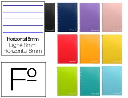 [2009913] LIDERPAPEL - CUADERNO ESPIRAL FOLIO INSPIRE TAPA DURA 80H 60 GR HORIZONTAL CON MARGEN COLORES SURTIDOS (Ref.BF41)