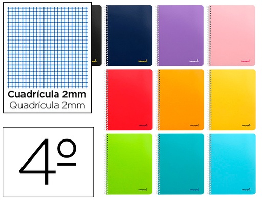 [2008394] LIDERPAPEL - CUADERNO ESPIRAL CUARTO WRITE TAPA BLANDA 80H 60 GR MILIMETRADO 2MM COLORES SURTIDOS (Ref.BC04)