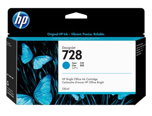 [1935330] HP ( HEWLETT PACKARD ) - Cartuchos ORIGINALES Inyección De Tinta 728 130-ml cyan para DesignJet T730 Printer, T830 MFP() (Ref.F9J67A)