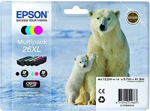 [9090731] EPSON - Cartuchos ORIGINALES Inyección De Tinta 26XL Negro+Tricolor Blister Pack 4 (Ref.C13T26364010)