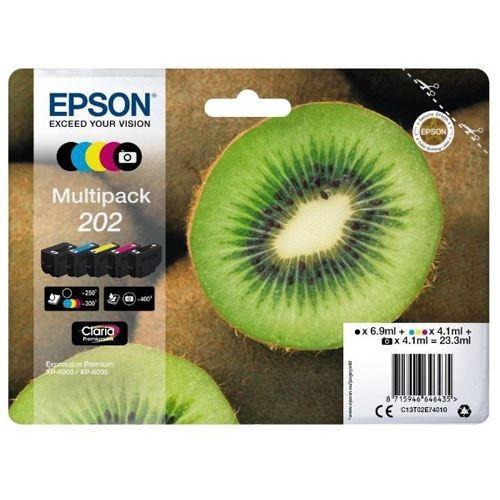 [9154553] EPSON - Ink-jet 202 xp-6000 / xp-6005 / xp-6100 / xp-6105 pack 5 negro amarillo cian magenta photo negro 300 pag (Ref. C13T02E74010)