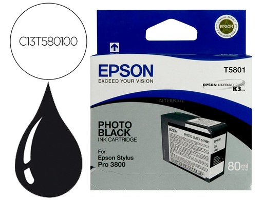 [9160957] EPSON - Ink-jet stylus pro-3800/3880 negro photo (80ml) (Ref. C13T580100)