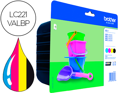 [2153902] BROTHER - Pack cartuchos de tinta negro /cian /magenta y amarillo 260 pág.A4 (Ref.LC221VALBP)