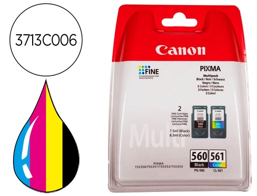 [9159388] CANON - Ink-jet 560 pixma ts5350 / ts5351 / ts5352 / ts5353 pack negro amarillo cian magenta 180 paginas (Ref. 3713C006)