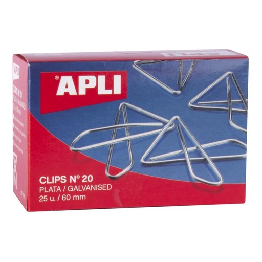 [9934609] APLI - CLIPS MARIPOSA PLATEADOS Nº 20 - 60MM CAJA DE 25 (Ref.11915)