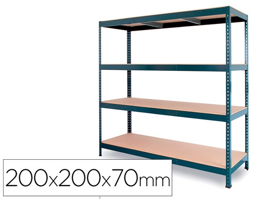 [2159872] AR STORAGE - Estanteria metalica ar stocker 200x200x70 cm 4 estantes 450 kg por estante bandeja de madera sin (Ref. V41/01/D9D9450G00)